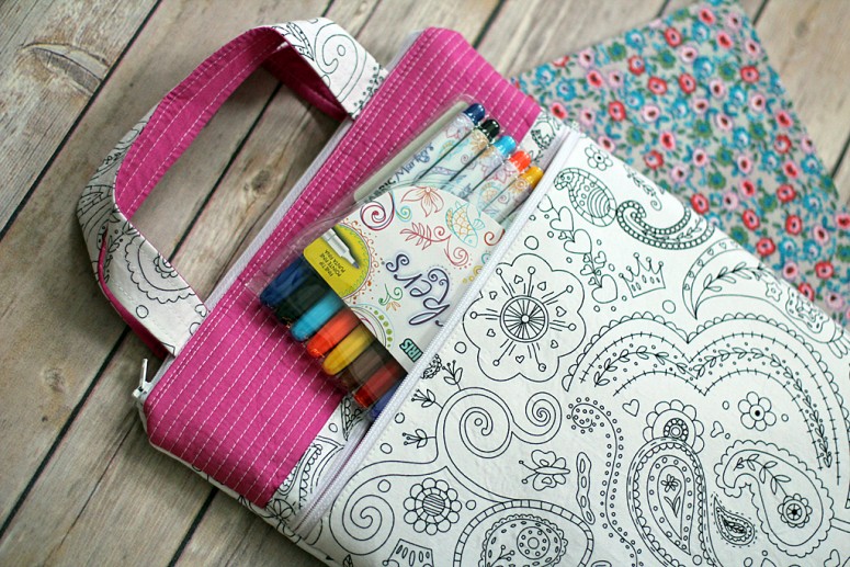 color me fabric {coloring art tote}